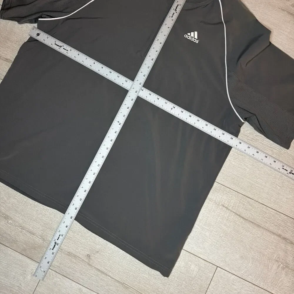 Adidas Mens Short Sleeve Quarter Zip Windshirt Pullover Jacket Grey L